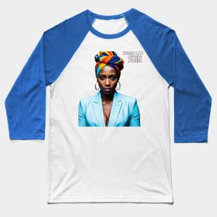 Brown Skin Multi Coloured Head Wrap Baseball T-Shirt